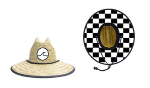 Large Brim Checkered Straw Hat