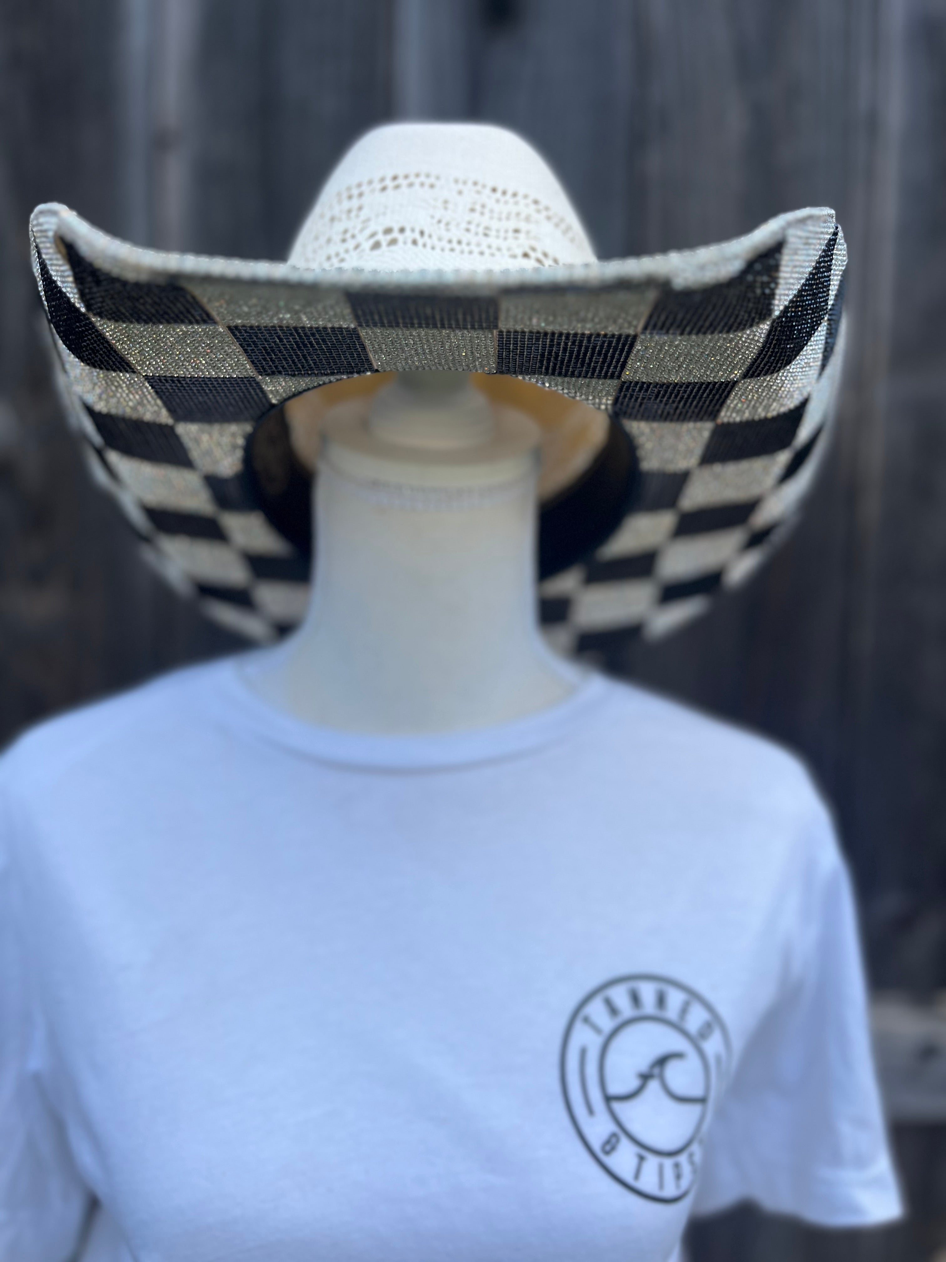Checkered rhinestones Cowboy Hat