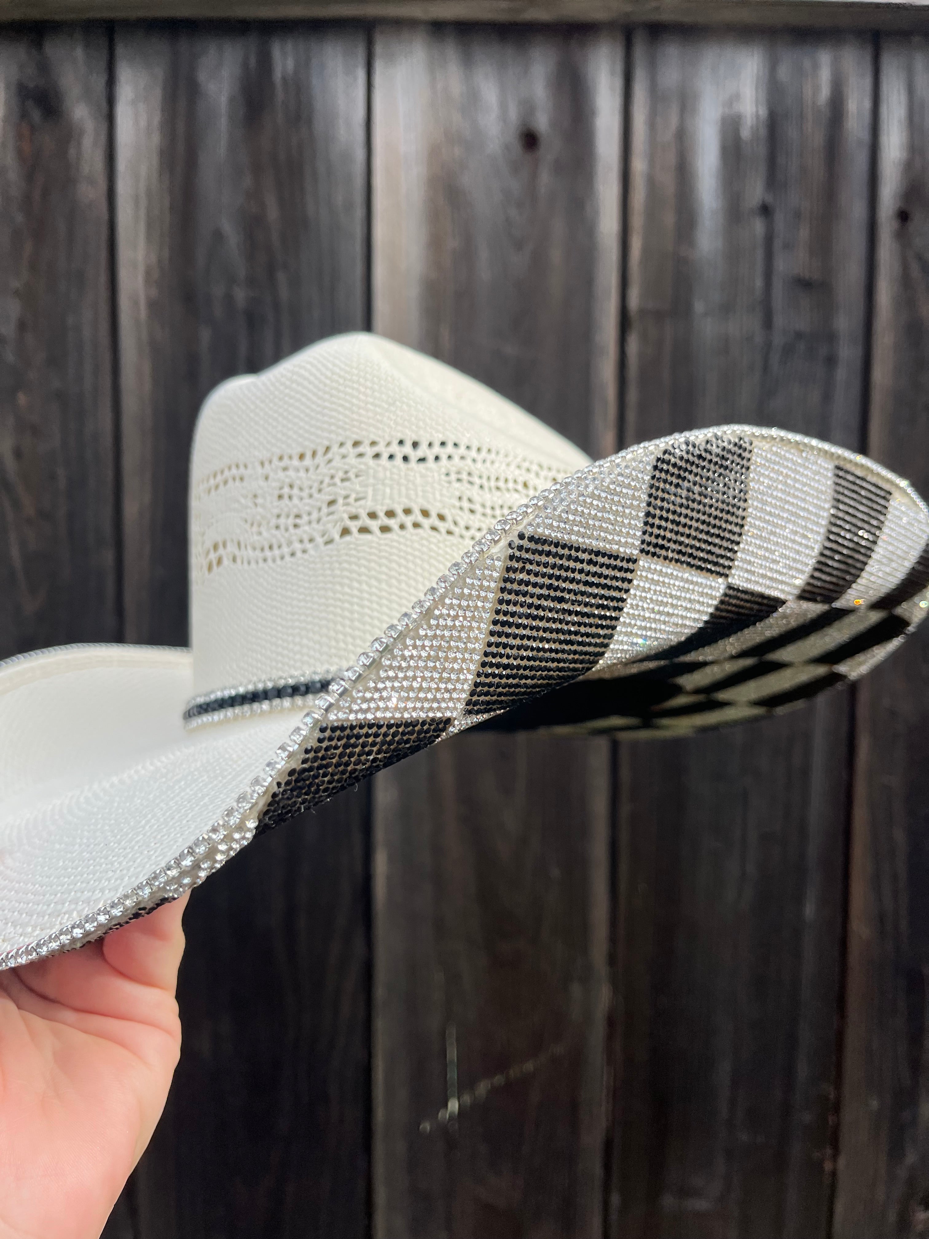 Checkered rhinestones Cowboy Hat